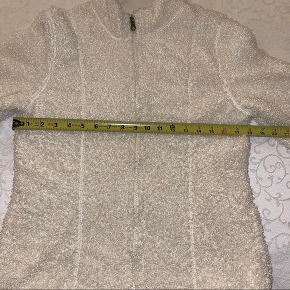 J. Jill Winter White Teddy Bear Fuzzy Zip Up Cardigan Sweater Jacket - Picture 14 of 16